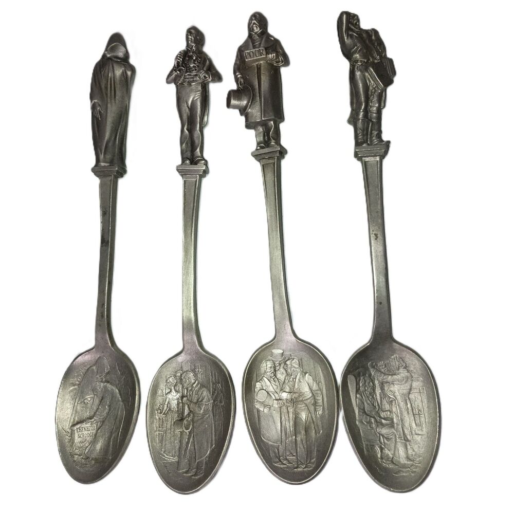 ADOLFIO PROCOPIO: Decorative Pewter Spoon Collection, Set of 12 - Picture 3 of 5